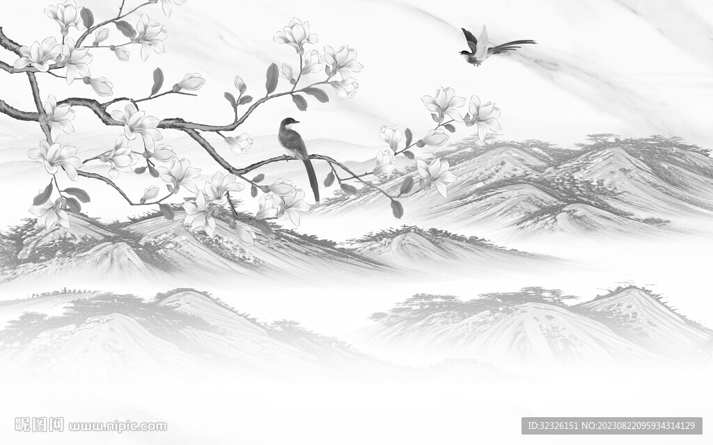 爆款 极简高档山水 Tif分层