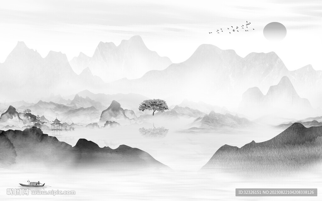 高端 极简高档山水 Tif分层