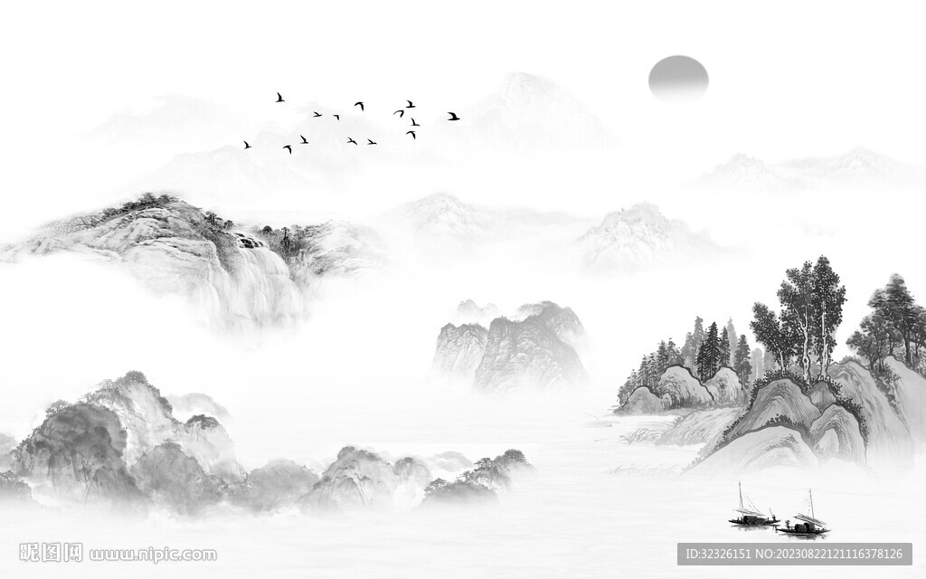 爆款 高端高档山水 tif分层