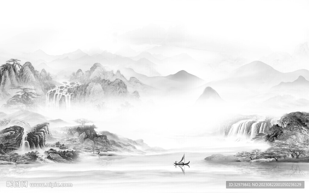 高端 最新灰色山水 TiF分层