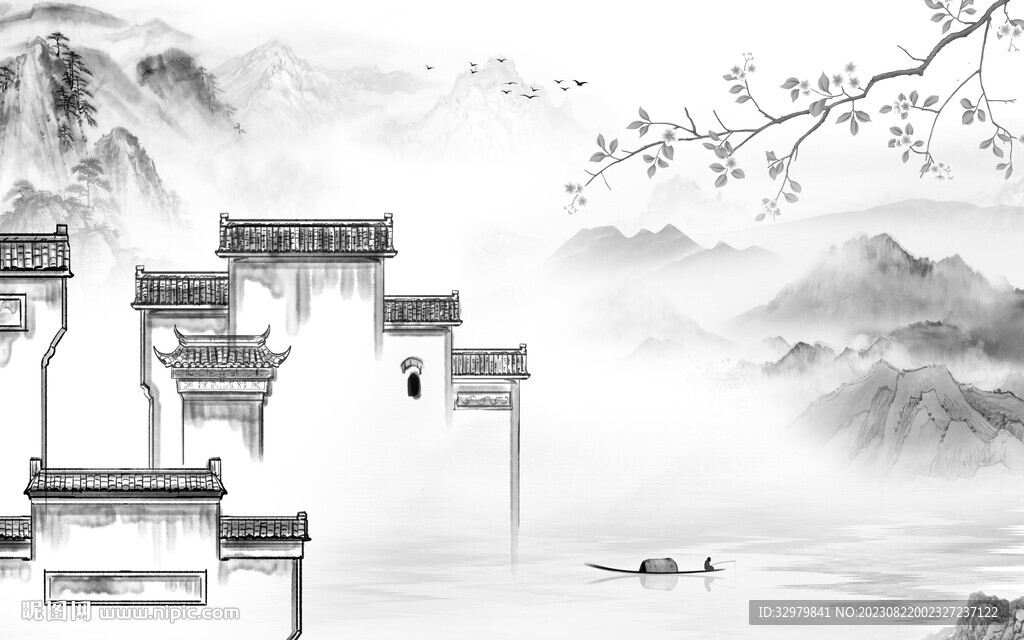 简约 最新灰色山水 TiF分层