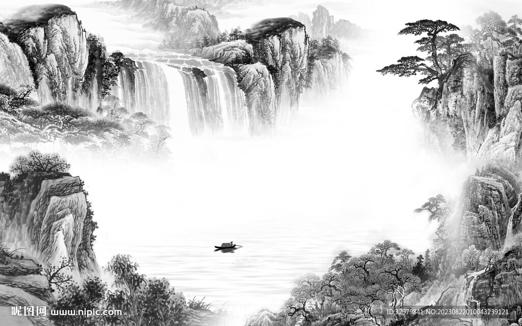 高端 大气灰色山水 TiF分层