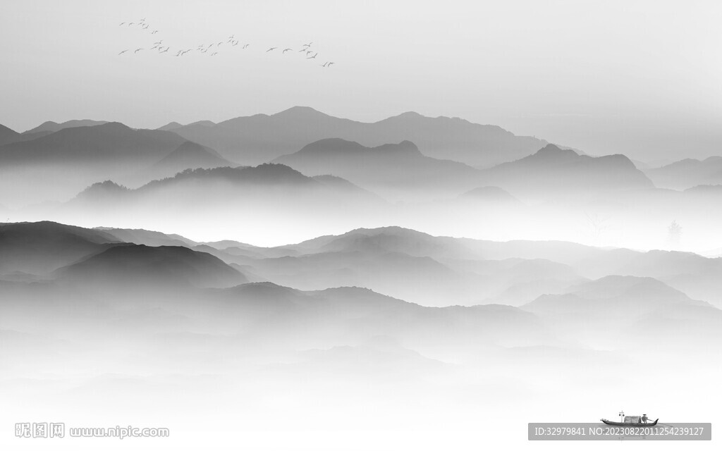 简约 大气灰色山水 TiF分层