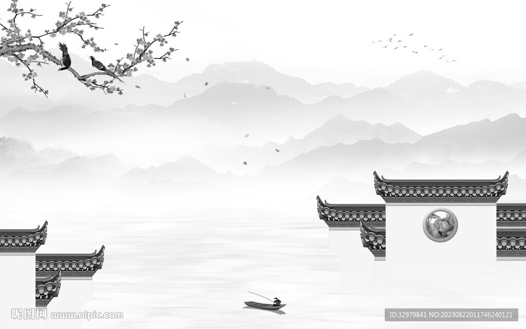 中式 新品灰色山水 TiF分层