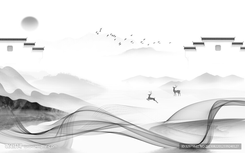 意境 新品灰色山水 TiF分层