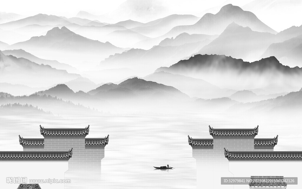 简约 新品灰色山水 TiF分层