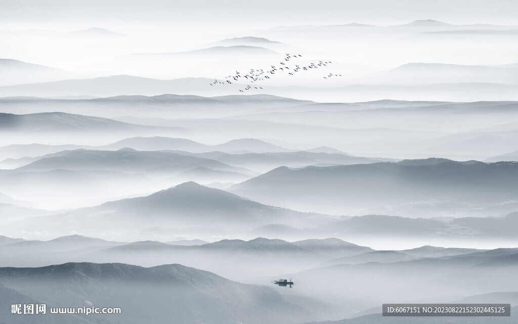 水墨群山背景墙