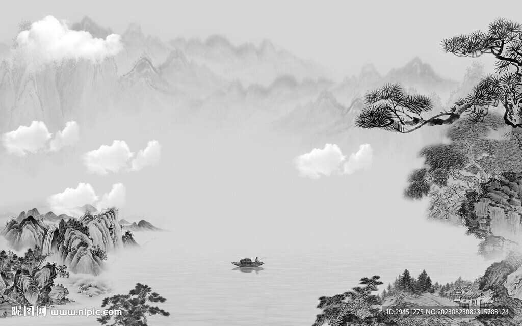 意境 奢雅灰色山水 TiF分层