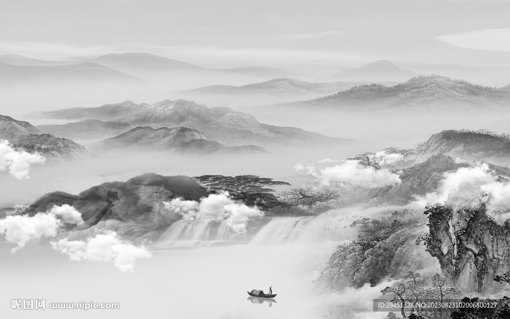 中式 简约高清山水 TIF分层