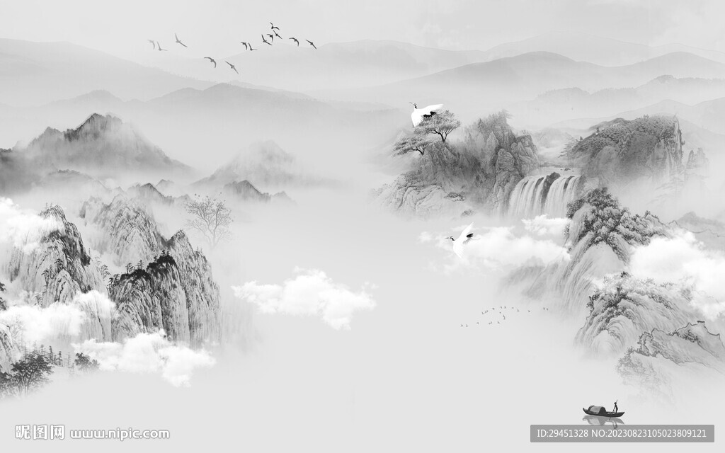 别墅 简约高清山水 TIF分层