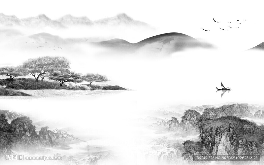 新品 简约高清山水 TIF分层