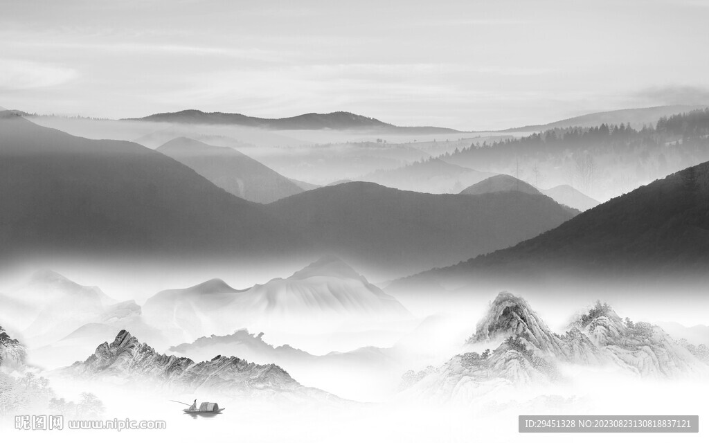 极简 灰色新山水画 TiF分层