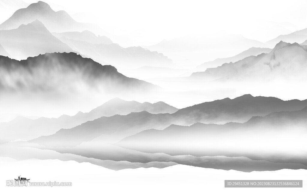 素雅 灰色新山水画 TiF分层
