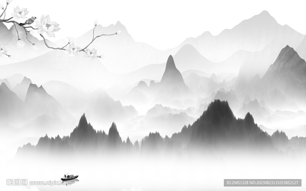 中式 灰色新山水画 TiF分层