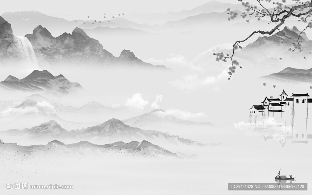 奢雅 灰色新山水画 TiF分层