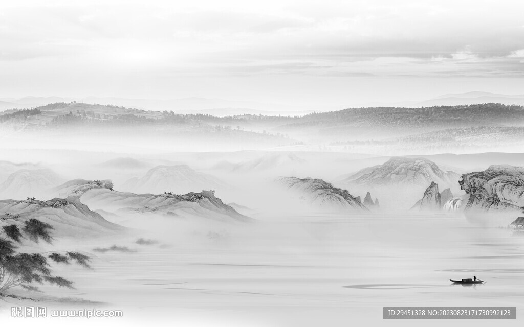 人气 灰色新山水画 TiF分层