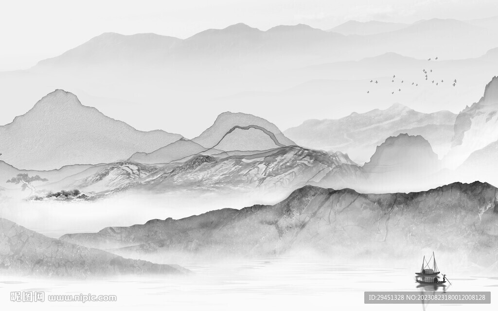 大气 灰色新山水画 TiF分层