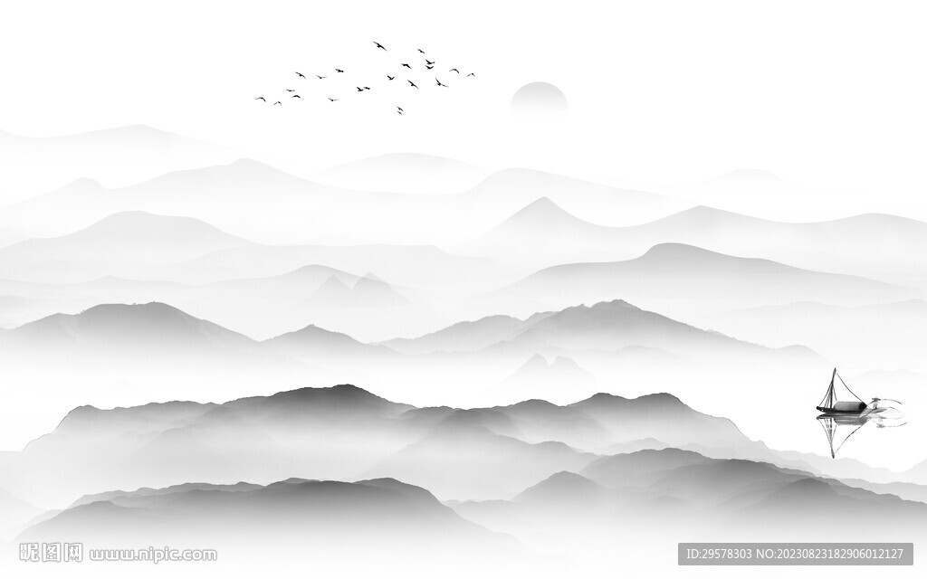 新品 爆款灰色山水 TiF分层