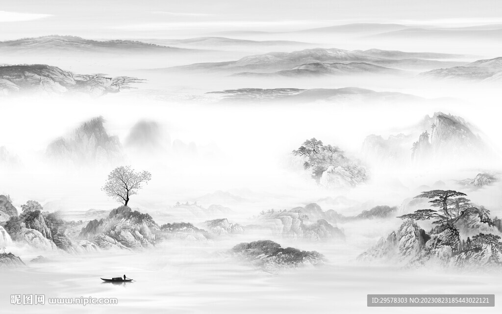 高档 爆款灰色山水 TiF分层