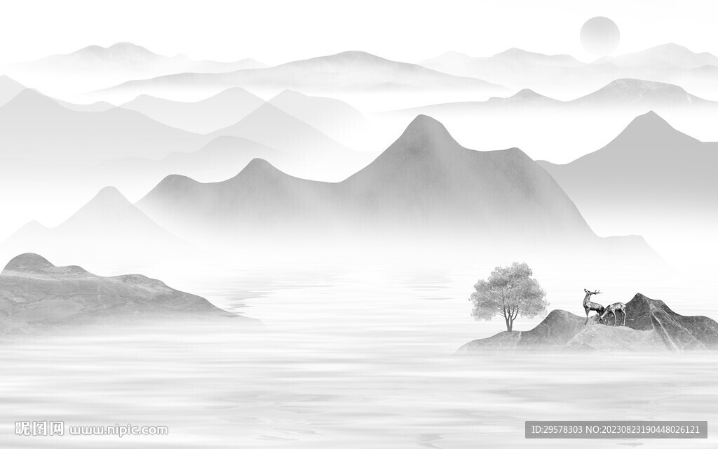 高端 爆款灰色山水 TiF分层