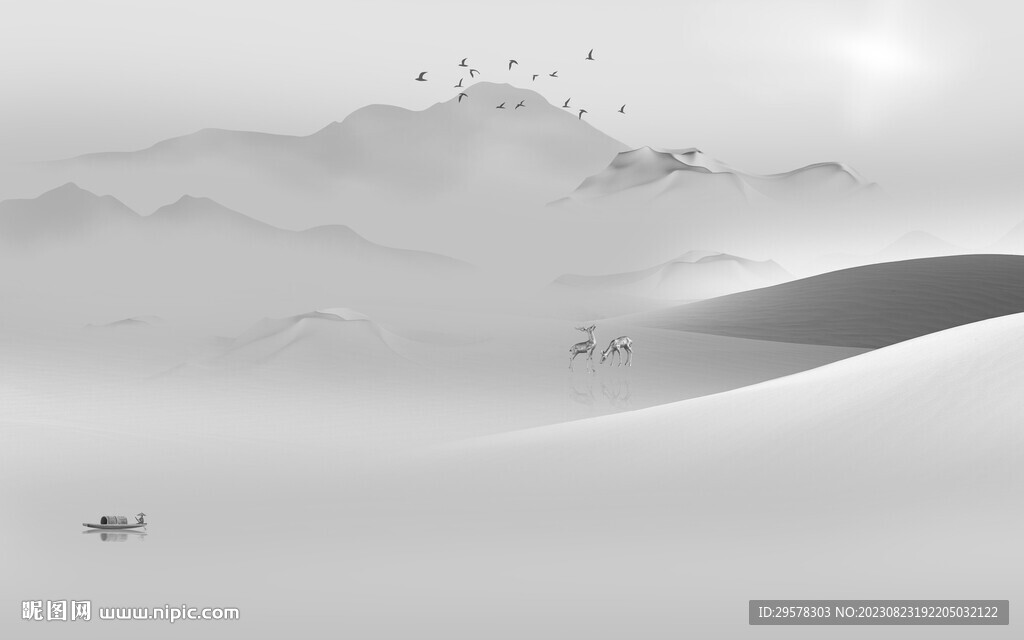 最新 爆款灰色山水 TiF分层