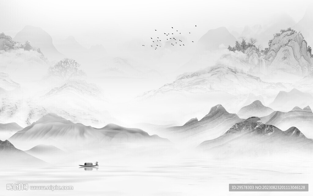 大气 爆款灰色山水 TiF分层