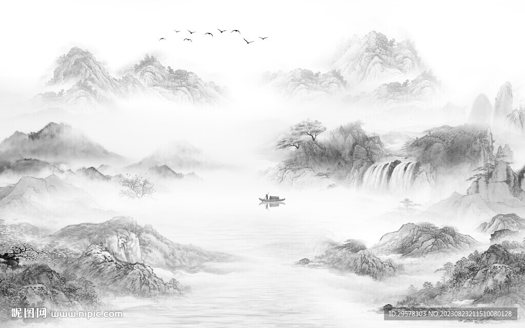 人气 爆款灰色山水 TiF分层