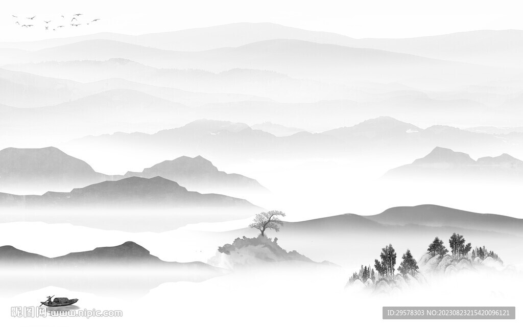 客厅 高端灰色山水 TiF分层