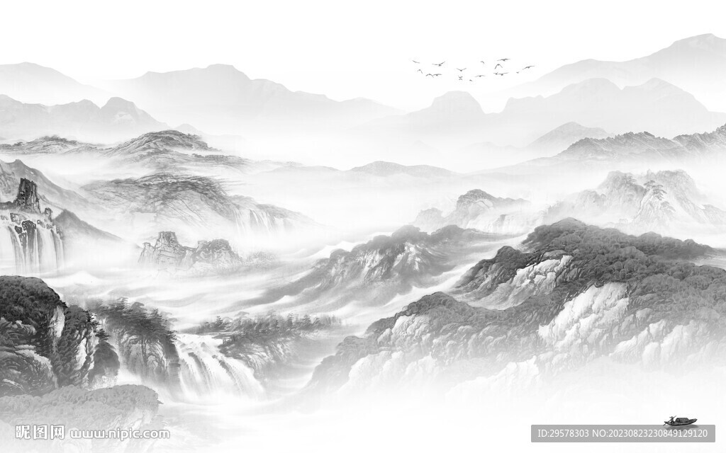 意境 高端灰色山水 TiF分层