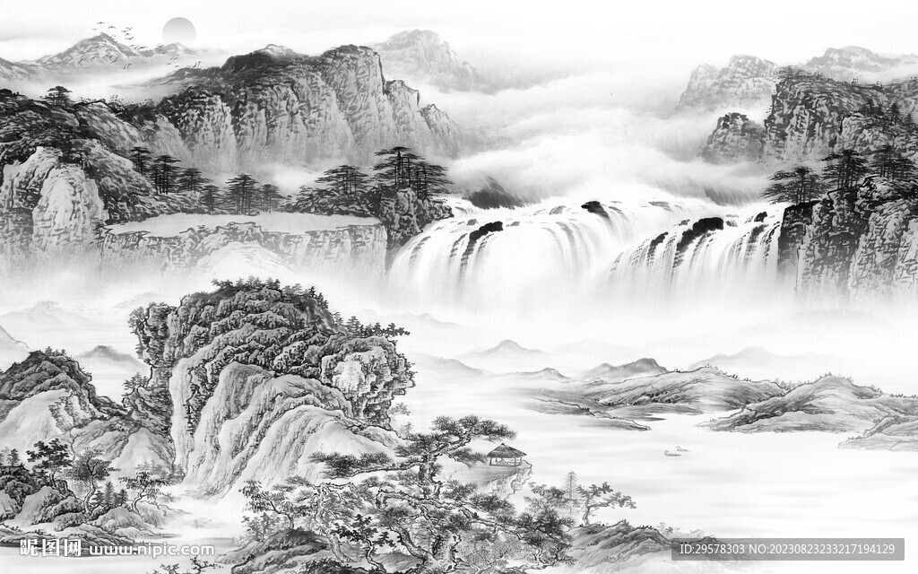 极简 高端灰色山水 TiF分层