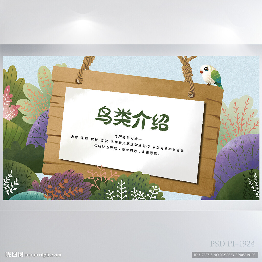 创意时尚鸟类介绍宣传展板海报