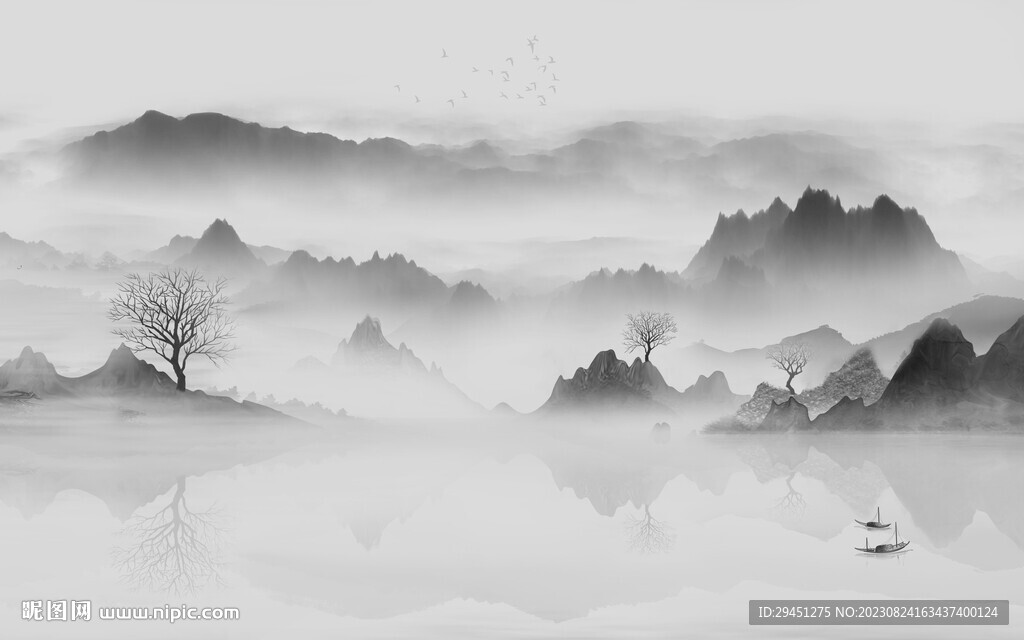 素雅 奢雅灰色山水 TiF分层