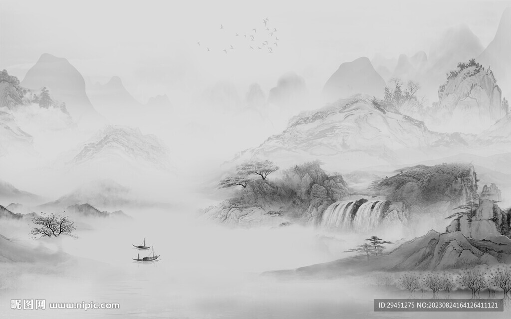 新款 奢雅灰色山水 TiF分层