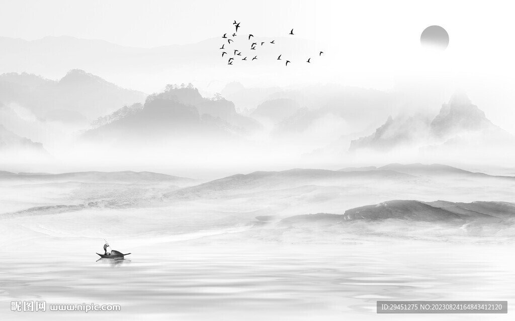 高档 灰色中式山水 TiF分层