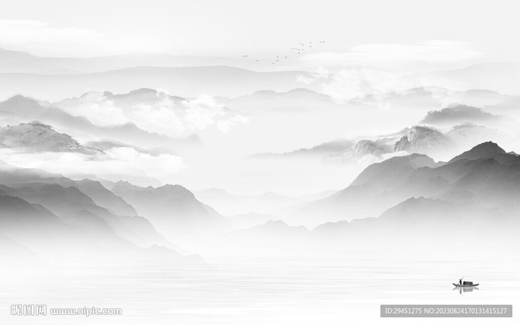 大气 奢雅灰色山水 TiF分层