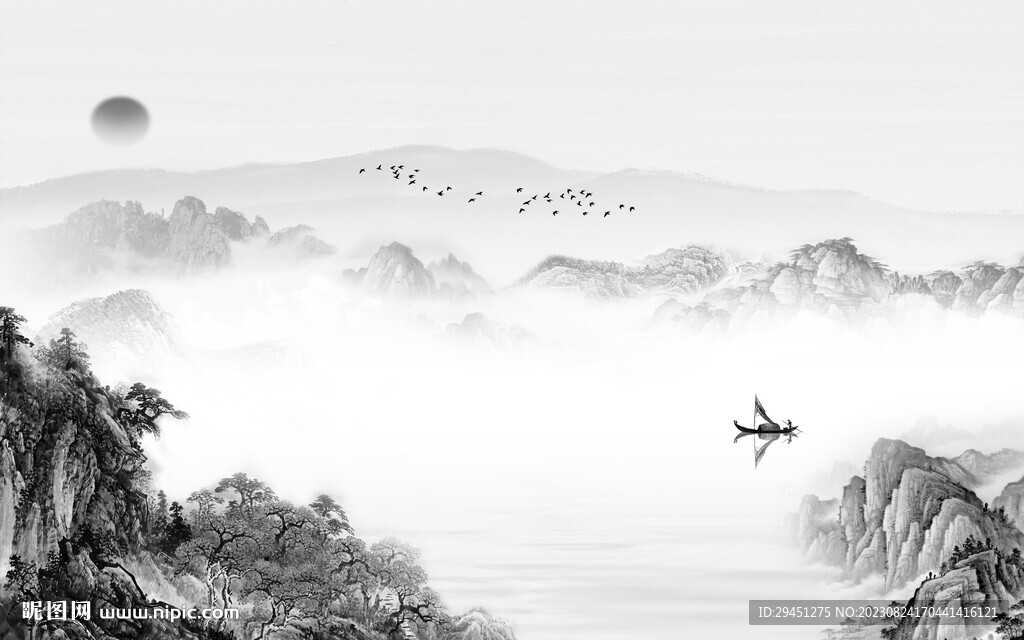 客厅 灰色中式山水 TiF分层