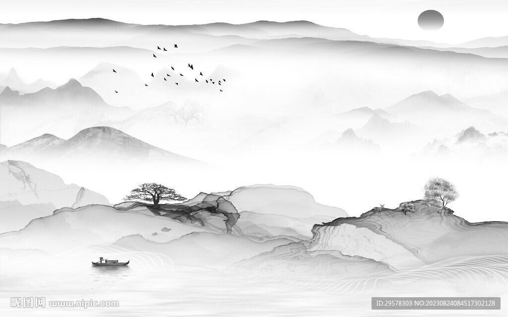 爆款 高端灰色山水 TiF分层