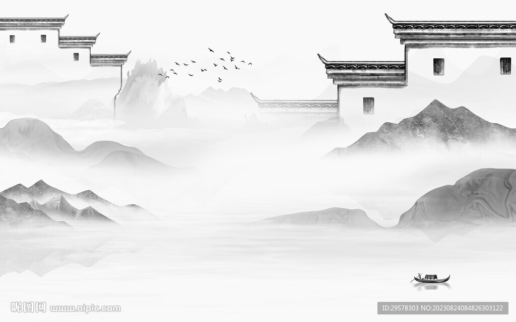 高档 高端灰色山水 TiF分层