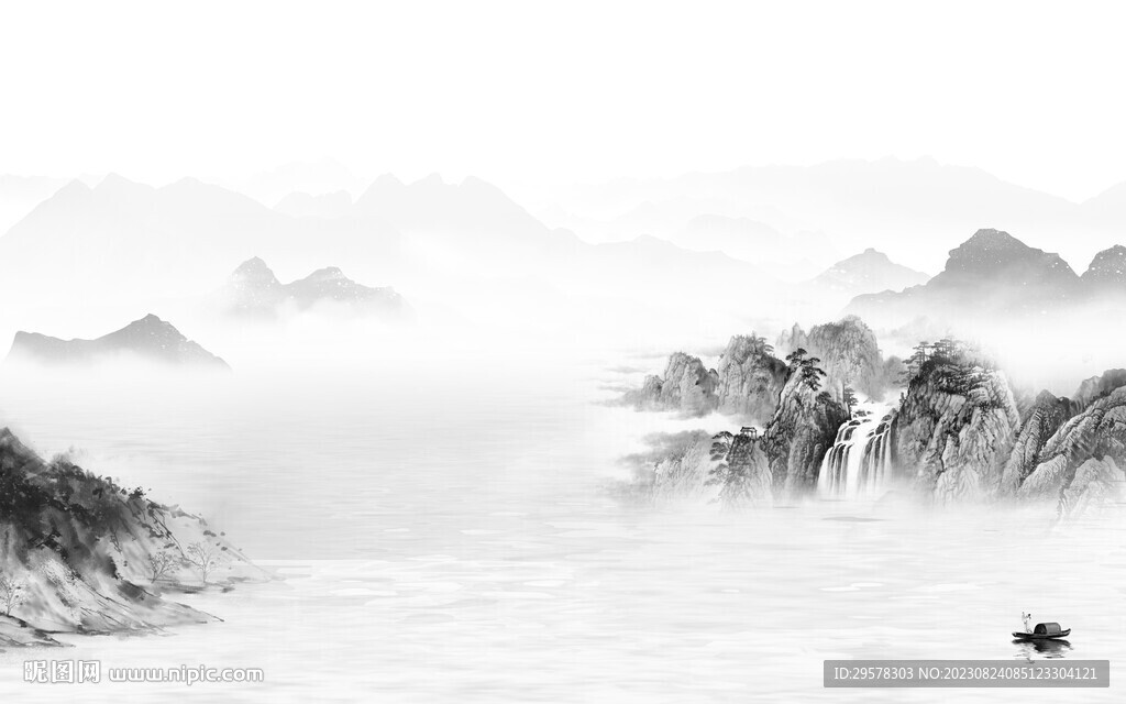 简约 高端灰色山水 TiF分层