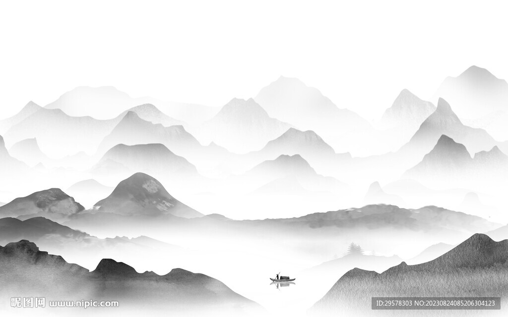 现代 高端灰色山水 TiF分层