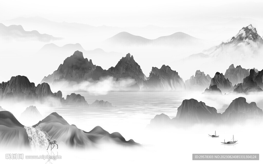 人气 高端灰色山水 TiF分层