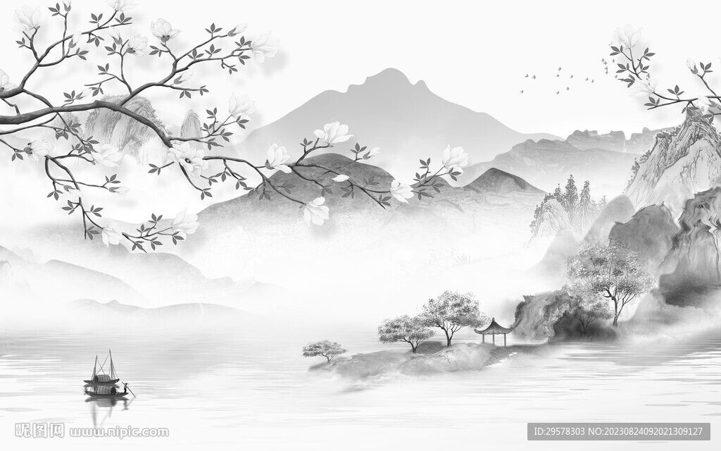 简约 中式最新山水 TiF分层