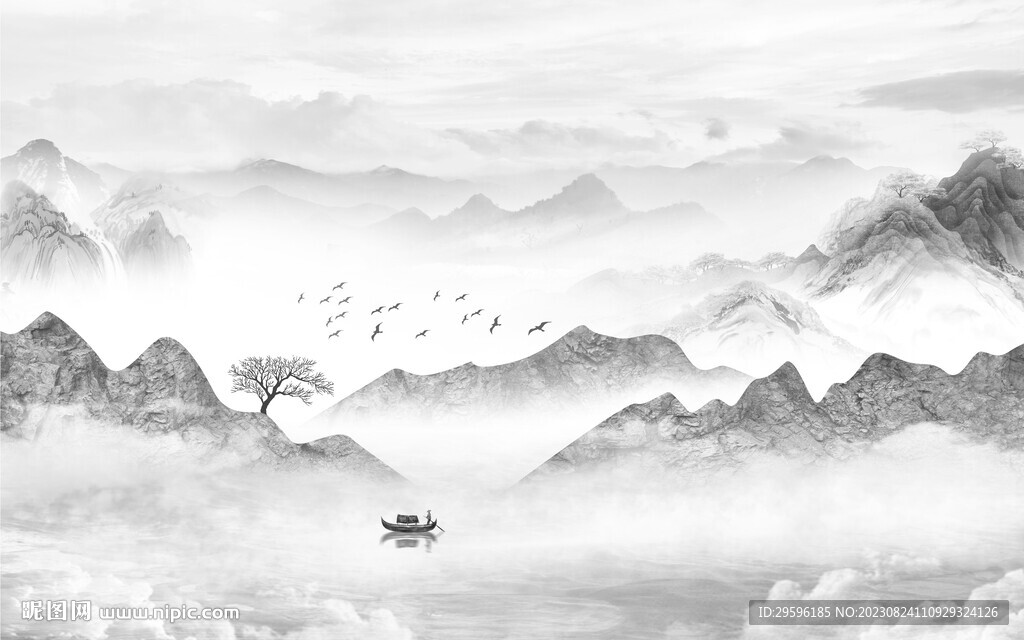 极简 高档清晰山水 TiF分层