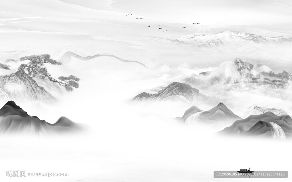 别墅 现代客厅山水 TiF分层