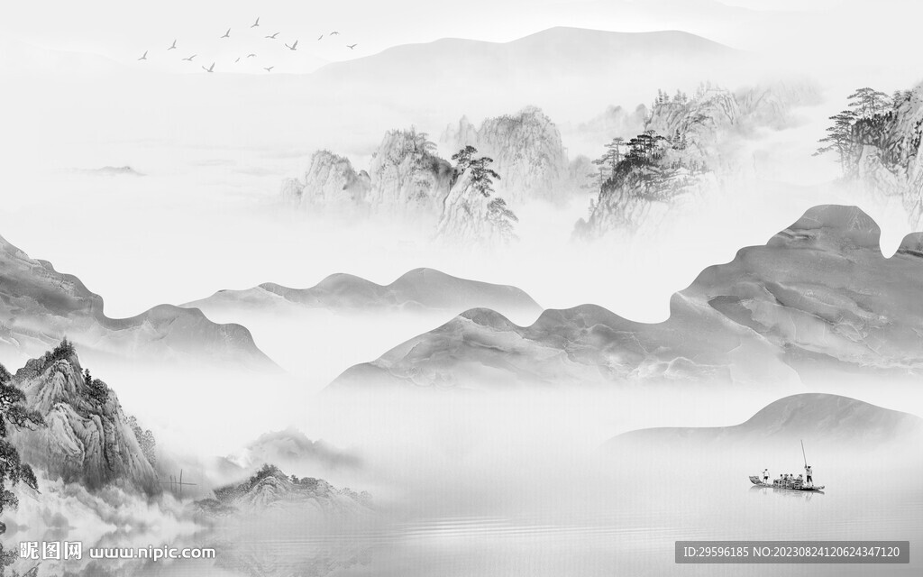 高端 现代客厅山水 TiF分层