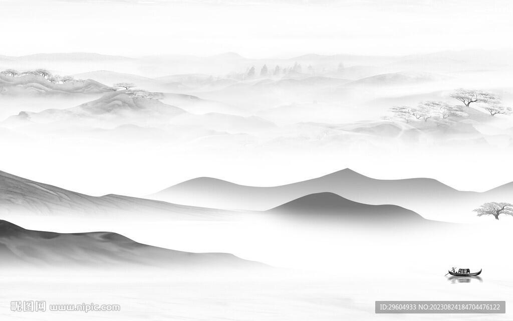 新传 中式灰色山水 TIF分层