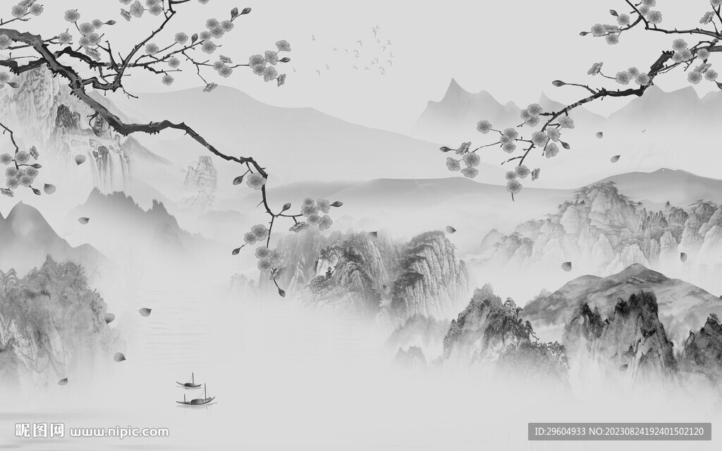 别墅 灰色客厅山水 TIF分层