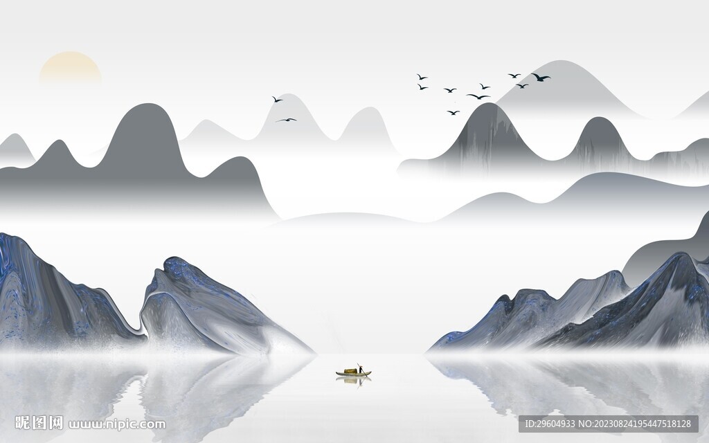 高档 灰色客厅山水 TIF分层