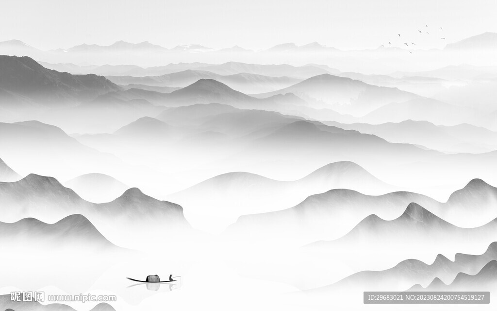 新传 简奢灰色山水 tiF分层