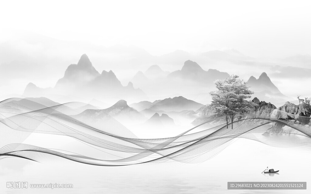 最新 简奢灰色山水 tiF分层